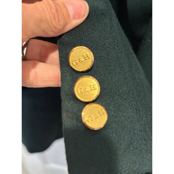 Gieves & Hawkes Men's Green 100% cashmere gold Button Front Blazer Coat Size 48 - Picture 4 of 13